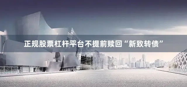 正规股票杠杆平台不提前赎回“新致转债”